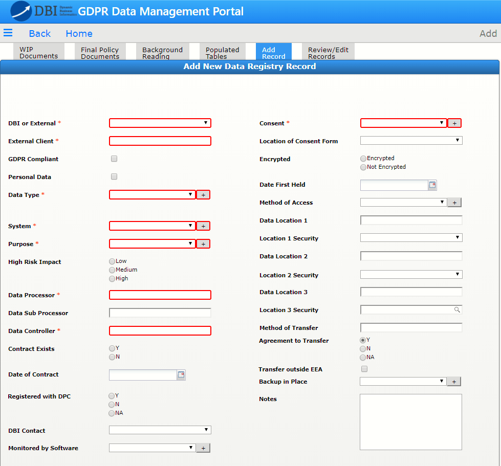 DBI can add new data in Diveport 2